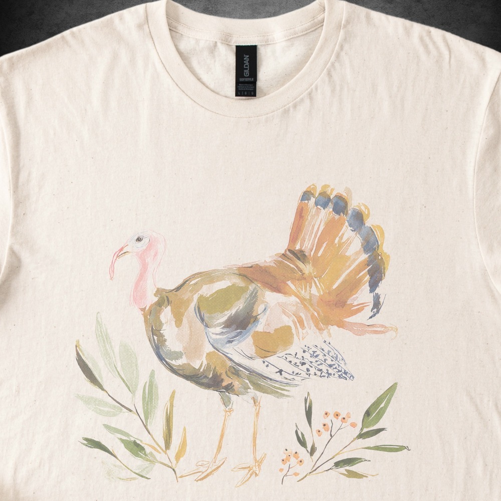 Wild Turkey Spreading His Tail Among Berry Branches Tee